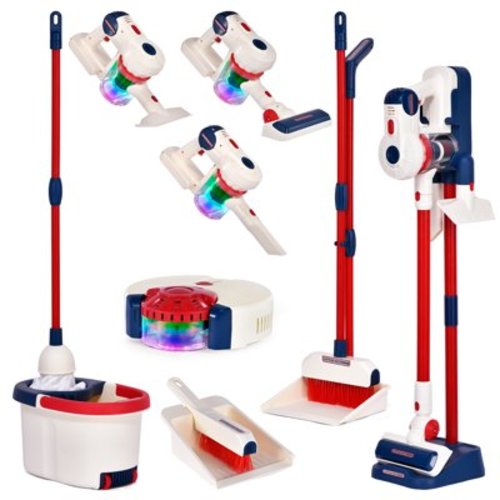 Kids Cleaning Toy Set, Kids Vacuum That Really Works with Light, Sound Effects, Pretend Play Home Toddler Cleaning Set Toy Gifts for Boys & Girls Ages 3+