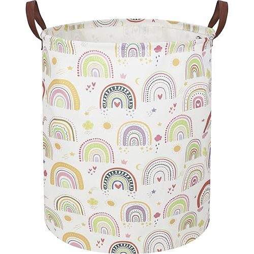 Colorful Rainbow Laundry Hamper,kids laundry Basket,Girls Nursery Hamper,Waterproof Storage Bin for Bedroom,Clothes Organizer Basket,Toys Box,Room Decor(Colorful Rainbow)