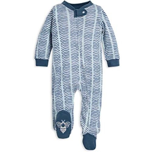 Burt's Bees Baby Boys' Sleep & Play PJs, 100% Organic Cotton One-Piece Zip Front Jumpsuit, Baby Boys Footie Pajamas & PJs