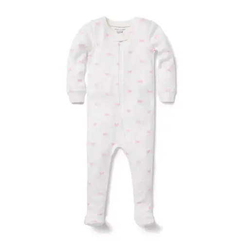 Baby Pink Bow Baby Good Night Footed Pajama In Bow by Janie and Jack