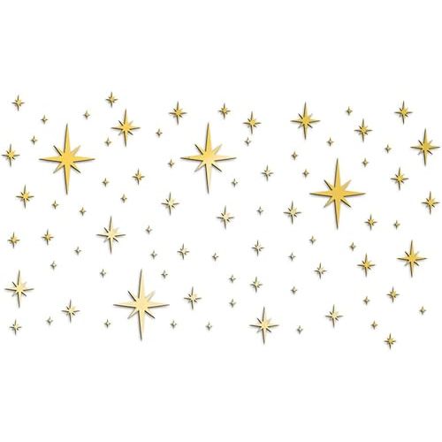 Gigicloud 82pcs Acrylic Mirror Wall Stickers, Silver Stars Wall Decals Waterproof Self-Adhesive Removable Wall Sticker Decal for Children Room Kindergarten Home Decoration