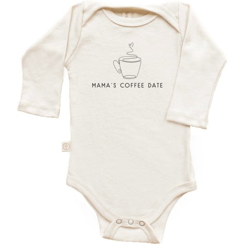 Baby Mama's Coffee Date Long Sleeve Bodysuit, 3-6M, Natural