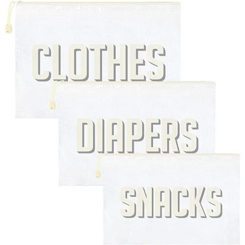 3pcs Hospital Bag Organizing Pouches for Labor and Delivery, Maternity Essentials Diaper Bag Organizer for Mom Travel - Beige/White