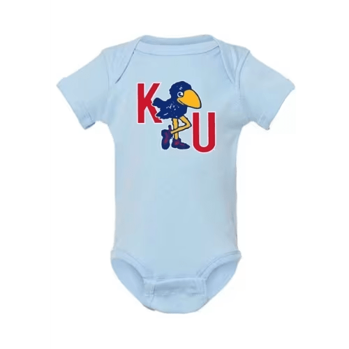 Rally Kansas Jayhawks Baby LIGHT BLUE 1912 Jayhawk W/ KU Initials One Piece