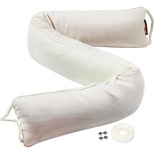 MAGZO Door Draft Stopper 32 Inch-Beige, Sound Proof Door Snake Draft Insulation Stopper with Hook Loops Weighted Blocker