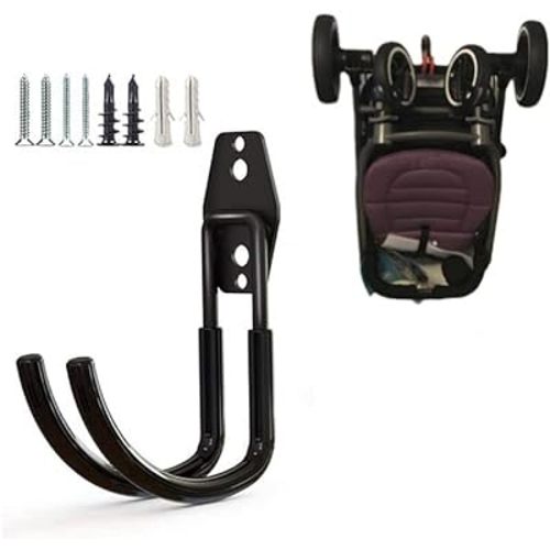 zoele Wall Mount Baby Stroller Hanger, Baby Stroller Rack Holder, Baby Stroller Wall Hook, Garage Power Tool Hanger Wall Hook, Steel Garage Tool Storage Organizer Utility Hooks (Black)