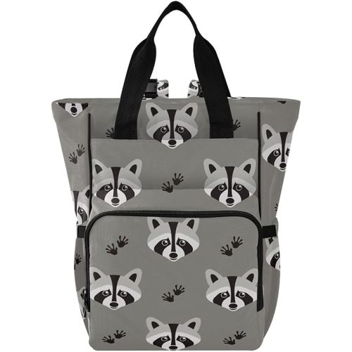SPRIPORT Raccoon Diaper Bag Backpack for Baby Boys Girls Travel Tote with Stroller Straps & Bottle Storage Nappy Changing Bag for Dads Moms Hiking Shopping Traveling Baby Shower Gifts