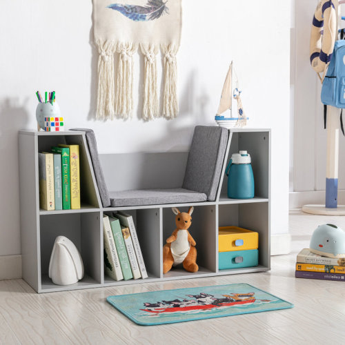 Isabelle & Max™ 6-Cubby Kids Bookcase, Reading Nook Organizer With Seat Cushion, Toddler Storage Cabinet Shelf For Playroom Bedroom White, 40.5" X 12" X 23.5" & Reviews | Wayfair