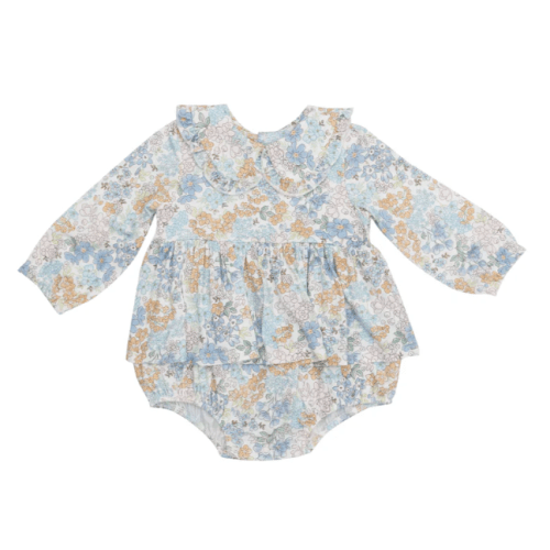 L/S Peter Pan Ruffle Collar Bubble W/ Skirt - Edith'S Floral – Angel Dear