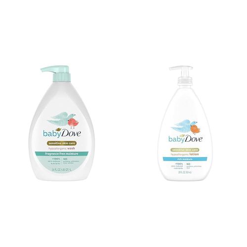Baby Dove Sensitive Skin Care Baby Wash Fragrance Free Moisture & Sensitive Skin Care Body Lotion For Delicate Baby Skin Rich Moisture