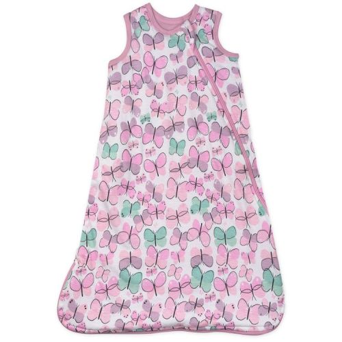 Honest Baby Organic Cotton Jersey Fill Wearable Blanket - All Seasons - Flutter M: Animals, 1.5 TOG, 1 Pack