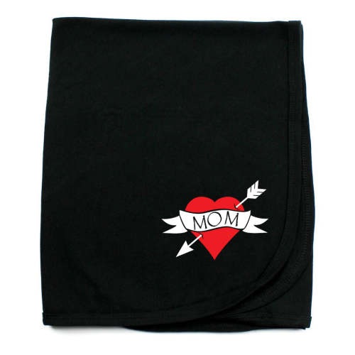Love Mom Tattoo Black Cotton Swaddling Receiving Blanket – Crazy Baby Clothing
