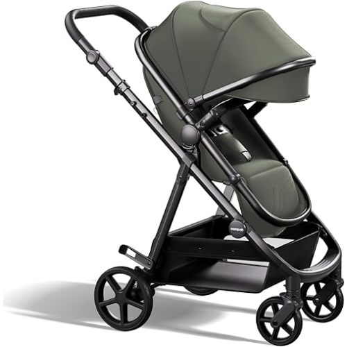 Mompush Baby Stroller, Convertible 2-in-1 with Bassinet Option, Infant Car Seat Compatible, Includes Adapter - Sturdy Full-Size Infant Stroller for Family Adventures