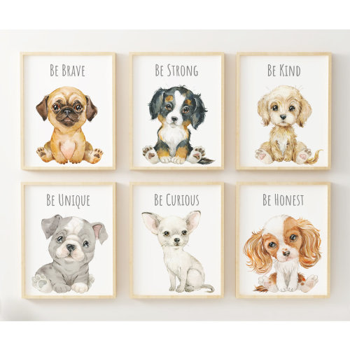 Baby Boy Nursery Puppy Prints, Nursery Wall Decor, Dog Portrait Print, Cute Baby Animals, Puppy Nursery, Dog Lover Gift, Nursery Wall Art,