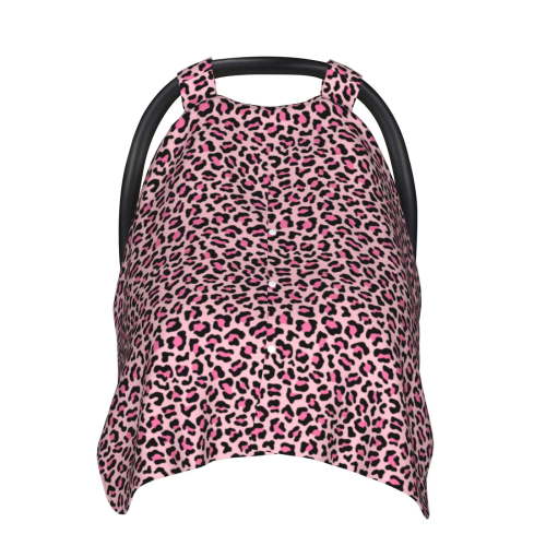Car Seat Cover Baby - Trendy pink Leopard cute Breathable Comfort Infant Car Seat Cover for Baby Carseat, Lightweight Baby Essentials Must Haves Newborn Stuff for Girl Boy