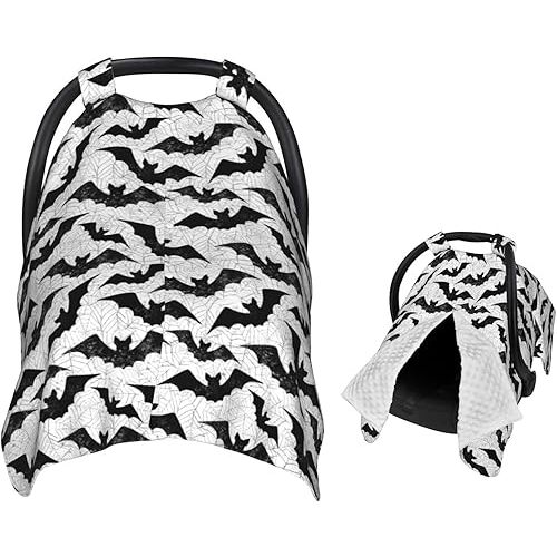 Black Bat Baby Car Seat Canopy Nursing Cover for Newborn Car Seat Breastfeeding Covers Blanket Newborn Shower Gift
