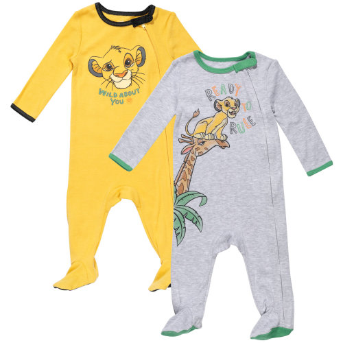 Disney Lion King Simba Newborn Baby Boys 2 Pack Zip Up Snap Sleep N' Plays Newborn to Infant