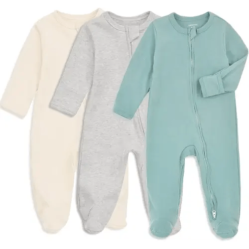 Aablexema Baby Footie Pajama with Mitten Cuffs, Double Zipper Infant Cotton clothes Sleeper Pjs, Footed Sleep Play