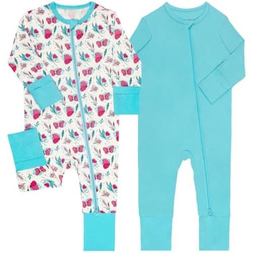 hibshaby Baby Footless Pajamas Girls Boys Zippy Pjs Rayon Made from Bamboo Sleepers Sleep 'N Play Romper - 0-24 Months