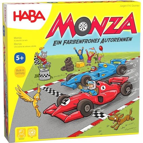 HABA Monza - A Car Racing Beginner's Board Game Encourages Thinking Skills - Ages 5 and Up (Made in Germany)