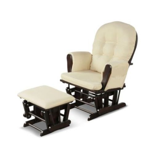 Glider and Ottoman Cushion Set Wood Baby Nursery Rocking Chair