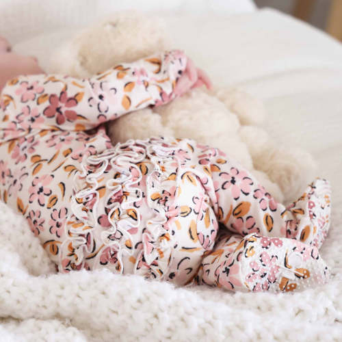 Mauvelous Meadow Ruffle Zipper Footie