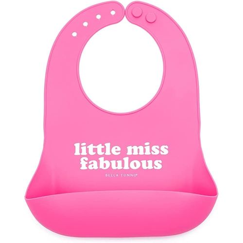 Baby Bib for Eating by Bella Tunno, Waterproof Silicone Bib with Large Food Catcher, Adjustable Fit for Babies 4-12 months & Toddlers 1-3 Years, Boys & Girls, Little Miss Fabulous