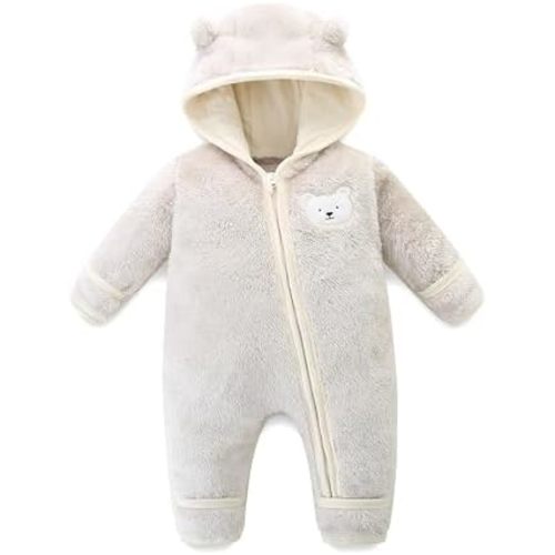 Baby Romper Snowsuit Infant Hooded Outfit Outerwear Jumpsuit Long Sleeve Footed Onesie