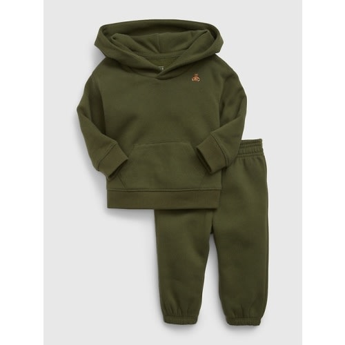 Baby Hoodie Sweat Set in army jacket green, size: 0-3 M