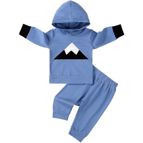 Toddler Baby Boy Clothes Fall Winter Outfit Long Sleeve Mountain Hoodie Sweatshirts Pants Infant Boy Clothes Set