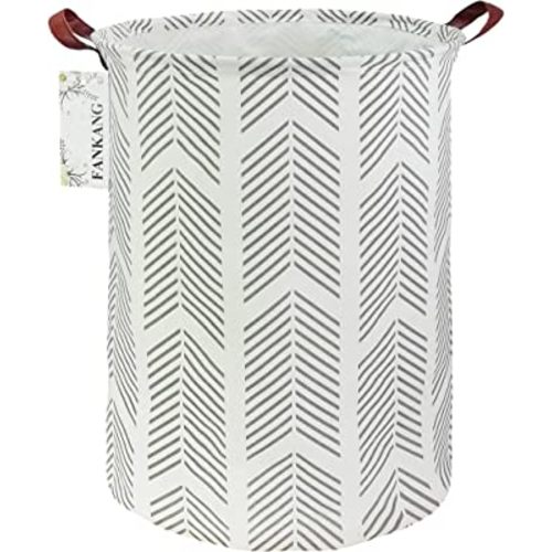 FANKANG Storage Basket, Nursery Hamper Canvas Laundry Basket Foldable with Waterproof PE Coating Large Storage Baskets for Kids Boys and Girls, Office, Bedroom, Clothes,Toys（Grey arrowhead）