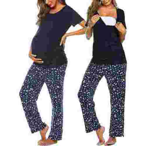 Avidlove Women's Maternity Nursing Pajamas Sets Breastfeeding Printed Sleepwear Short Sleeve 2 Pcs Henley Top and Pants Set