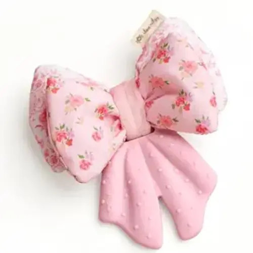 Itzy Ritzy Crinkle Teether Toy – Bow Teething Toy Includes Silicone, Velour & Crinkle Material – Features Multiple Textures for Teething Relief – Designed for Ages 3 Months and Up (Bows)