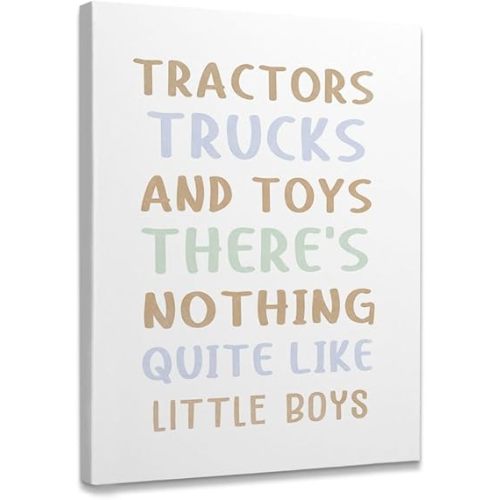 Tractors Trucks And Toys There’s Nothing Quite Like Little Boys Framed Canvas Wall Art Decor 11×14 inch, Baby Boy Nursery Print Painting Artwork Home Wall Decoration For Boys Kids Room Bedroom