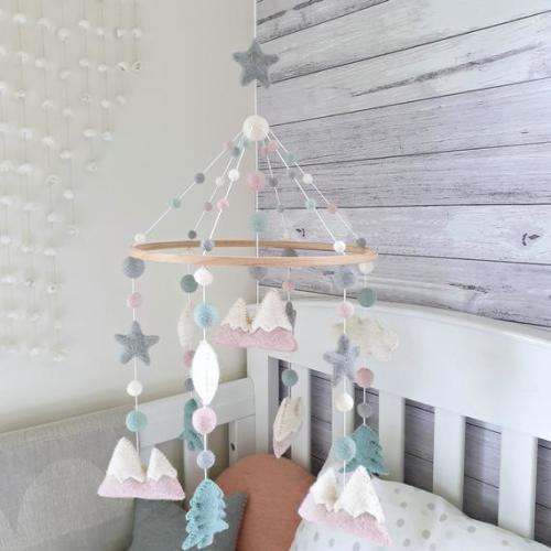 Woodland Nursery Mobile Baby Mobile Woodland Mountain Felt - Etsy