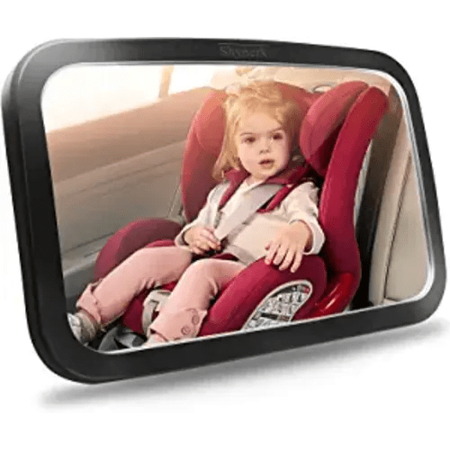 Shynerk Baby Car Mirror, Safety Car Seat Mirror for Rear Facing Infant with Wide Crystal Clear View, Shatterproof, Fully Assembled, Crash Tested and Certified - Black