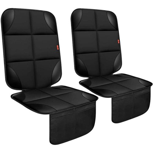 Car Seat Protector 2 Pack, Thickest Padding, Waterproof 600D Fabric, Non-Slip Backing, Mesh Pockets for Baby and Pet, Black, Universal Fit, Car, Truck, SUV, Van