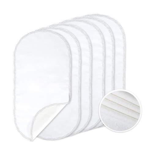 TILLYOU Waterproof Changing Pad Liners 6 Pack, 100% Cotton Reusable Cloth Diaper Liners, White