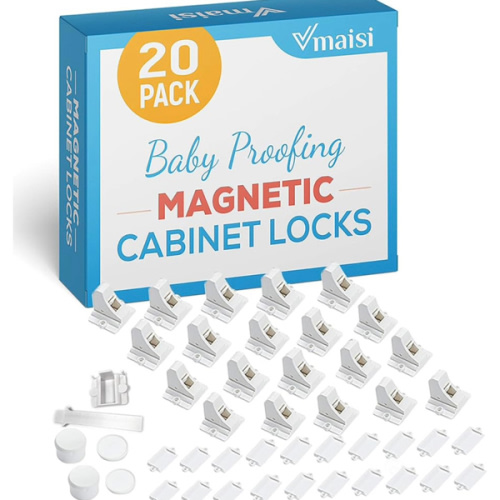 20 Pack Magnetic Cabinet Locks Baby Proofing - Vmaisi Children Proof Cupboard Drawers Latches - Adhesive Easy Installation - Standard - 2