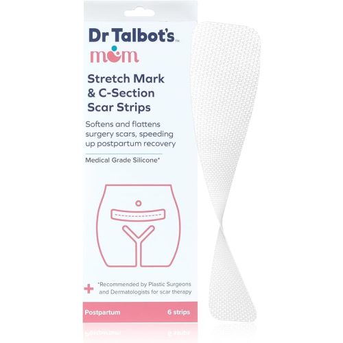 Dr. Talbot's Mom Stretch Mark & C-Section Scar Strips - Medical Grade Silicone Scar Strips to Soften and Flatten Surgical Scars - 6 Strips (60-Day Supply)