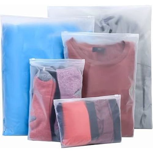 20 Pcs Travel Storage Bags, Clothes Packaging Bags, Reusable Plastic Ziplock Bags, Frosted Waterproof Resealable Clothing Zipper Bags Pouch for Travel Clothes Shoes Cosmetics Storage Bag