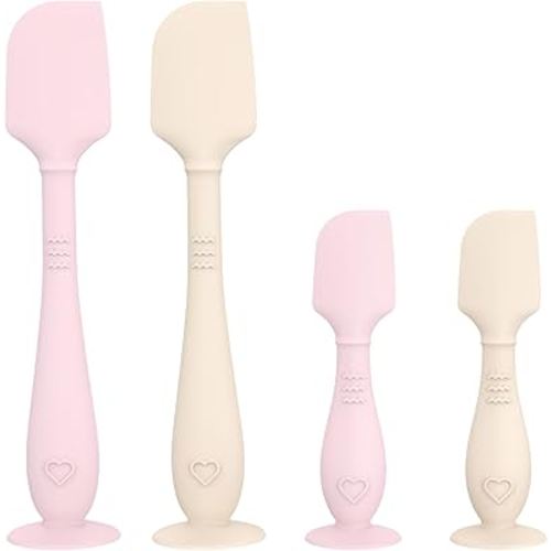 Baby Diaper Cream Spatula 4 Pack, Baby Diaper Rash Cream Applicator for Butt Paste Diaper Cream, Diaper Cream Brush for Newborn with Travel Case (Pink/Beige)