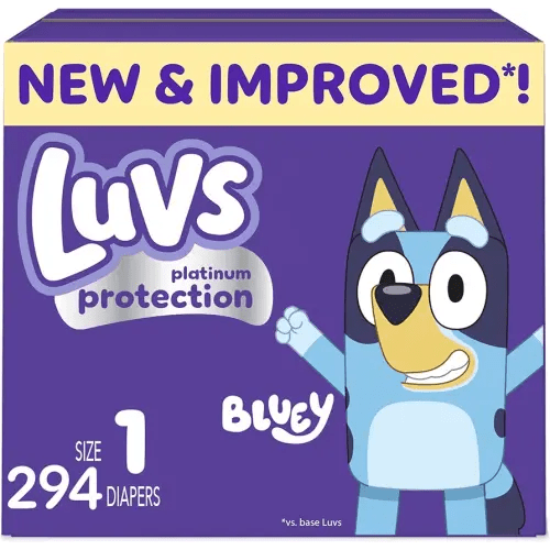 Luvs Platinum Protection Bluey Baby Diapers, Size 1, 294 Count