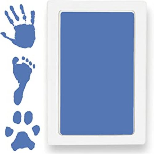 Clean Touch Ink Pad for Baby Handprints and Footprints – Inkless Infant Hand & Foot Stamp – Safe for Babies, Doesn’t Touch Skin – Perfect Family Memory or Gift – Blue Print Kit by Tiny Gifts