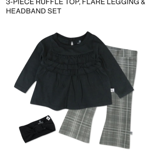 3-Piece Ruffle Top, Flare Legging & Headband Set | Honest Baby Clothing