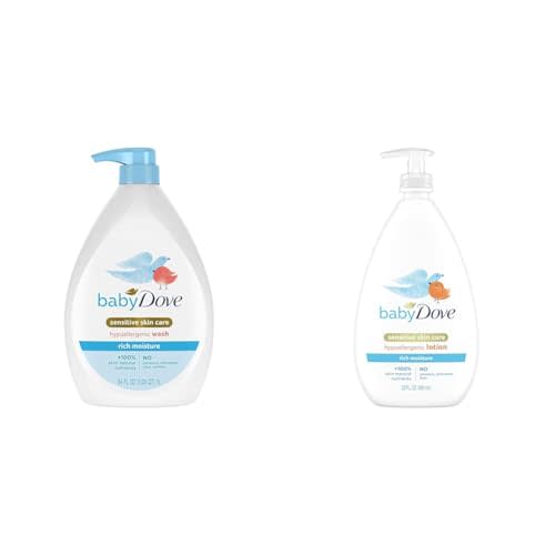Baby Dove Sensitive Skin Care Baby Wash Rich Moisture For Baby Bath Time Tear-Free & Sensitive Skin Care Body Lotion For Delicate Baby Skin Rich Moisture