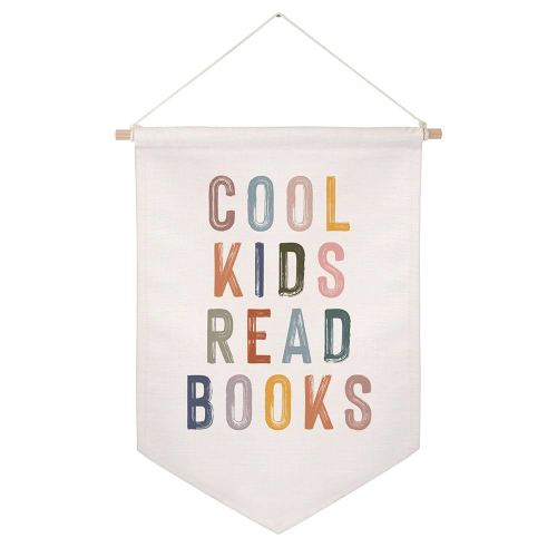 Cool Kids Read Books, Reading Quote Wall Hanging Banner, Playroom Reading Book, Book Lover Gift, Kids Wall Decor, Classroom Canvas Flag, School Art, Playroom Decor, Wall Flag