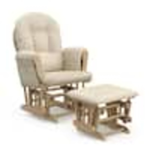 Storkcraft Hoop Glider Natural with Beige Cushion Ottoman Set 06550-415