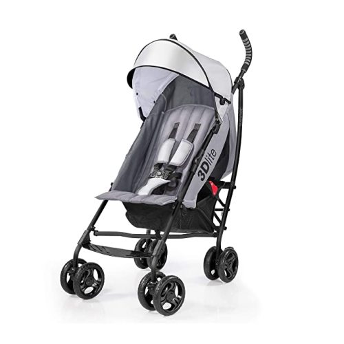 Summer Infant 3Dlite Convenience Stroller, Gray - Lightweight Stroller with Aluminum Frame, Large Seat Area, 4 Position Recline, Extra Large Storage Basket - Infant Stroller for Travel and More - Grey