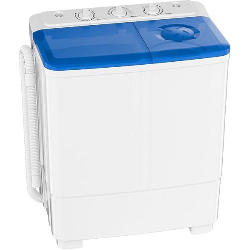 Auertech Portable Washing Machine, 20lbs Twin Tub Washer Mini Compact Laundry Machine with Drain Pump, Semi-automatic 12lbs Washer 8lbs Spinner Combo for Dorms, Apartments, RVs